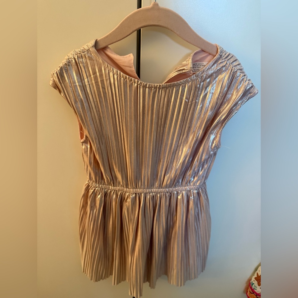 H&M Metallic Pink Pleated Kids Dress